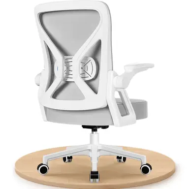 GTIMEX Bürostuhl ergonomisch, Schreibtischstuhl mit klappbaren Armlehnen, verstellbarer Lendenstütze, höhenverstellbarer Chefsessel Drehstuhl, Bürostuhl mit Neigefunktion bis 125°, grau
