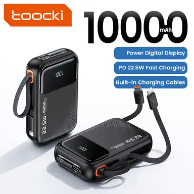 toocki Portable Charger, Slimmest Fast Charging 10000mAh USB C in/Out Power Bank with digital display,22.5W PD3.0 QC4+ Battery Pack, Portable Phone Charger for iPhone 17 16 15 14 13 12 Pro Samsung S22 S21 Google AirPods iPad