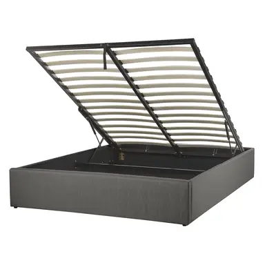 Beliani DINAN Stoffbett in Grau mit Stauraum, inklusive Lattenrost, 140 x 200 cm (EU-Doppelbett)