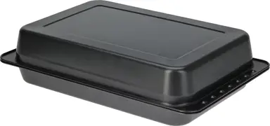 Backform mit Deckel, Karbonstahl, 52x26 cm, schwarz