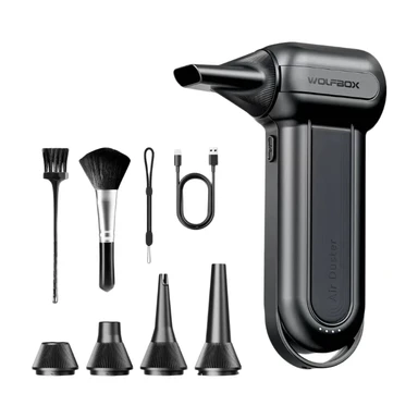 WOLFBOX DF100 (MF100-BLACK) Kabelloser elektrischer Air Duster, Luftbläser – 150.000 U/min, tragbarer Ventilator mit bürstenlosem Motor, für Auto, Zuhause und Outdoor
