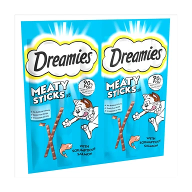 Dreamies Meaty Sticks Adult Cat Treats with Scrumptious Salmon 30g