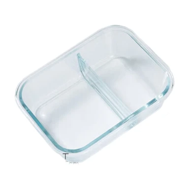 J.ZAO Hoog Borosilicaat Glazen Lunch Box Magnetronverwarming (2 Compartimenten 750ml) 750 ml
