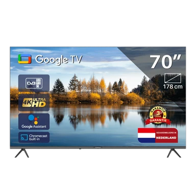 TeeView Google Smart TV - QLED Ultra HD 4K - 70 inch/178 cm - Frameless Design - Tripple Tuner DVB-T/T2/S/S2/C - HDMI x3, USB x2, CI+ - Voice Controle & Streaming apps - Geassembleerd in Eindhoven - TV70UQG-EU