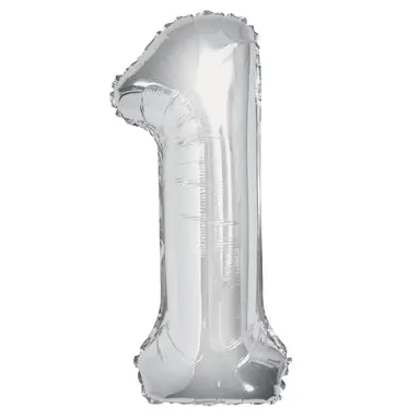 Unique Party Giant Number 1 Balloon, Silver, 86cm