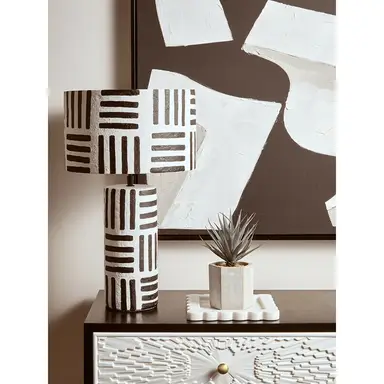 Fifty Five South Table Lamp Carta Square Lines Black/White 50cm