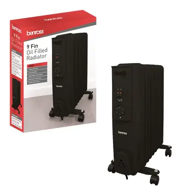 Benross 41969 9 Fin Oil Filled Radiator – Black, 2000 W