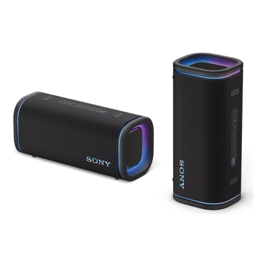 Sony ULT Field 5 - Leistungsstarker tragbarer Bluetooth-Lautsprecher, 25-Stunden-Akku, 2 x ULT Power Sound Modi, IP67, wasserdicht, staubdicht, 360° Lichter, Abnehmbarer Schulterriemen - Schwarz