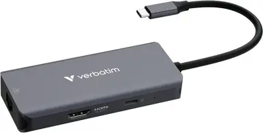 Verbatim USB-C Essentials Multiport Hub 6 poorten: RJ45, HDMI, USB-C PD, 3 x USB-A 3.2 Gen 1