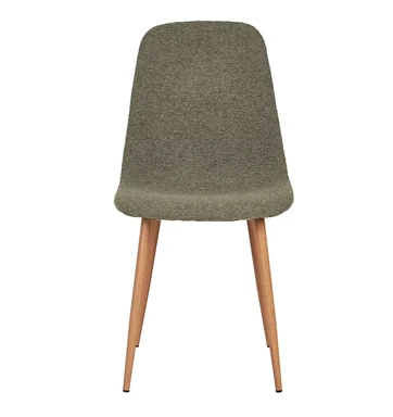 House Chaise de salle à manger Nordic, tissu bouclé, vert foncé, pieds aspect bois, HN1236