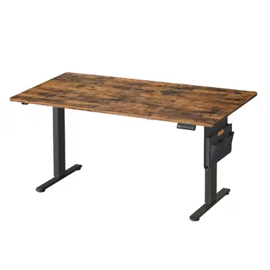 Ochama Elektrisch Zit-Sta Bureau, In Hoogte Verstelbaar, 160,1 x 70,1 cm, 4 Geheugenstanden, voor Thuiswerkplek, Rustiekbruin