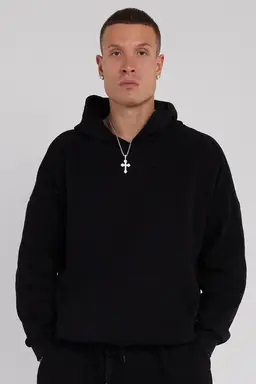 Third Avenue Oversized Fleece Pullover Hoodie - Black