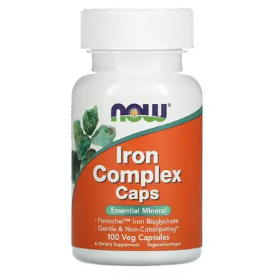NOW Foods Iron Complex Capsules- 100 Vegan Capsules