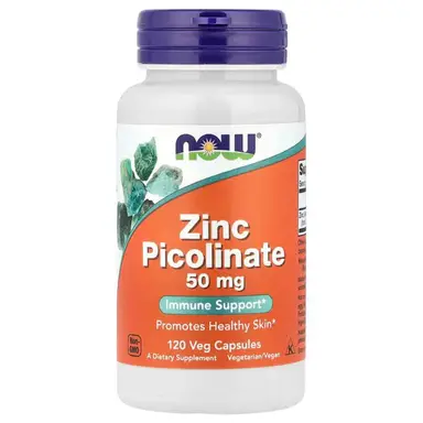 NOW Foods Zinc Picolinate Immune 50mg Vegan Capsules - 120 Capsules