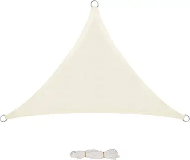 EUGAD Sonnensegel 200g/m² mit Befestigungsseilen, Premium HDPE Wetterfest Atmungsaktiv Rechtwinkliges Dreieck, Luftdurchlässig, Wasserdurchlässig, für Terrasse, Garten, Balkon, Camping, 3.6x3.6x5.1 m (1 Stück), Creme, Kunststoff, Rechtwinkliges Dreieck