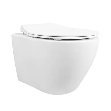 DeerValley Wall Hung Toilet Set Rimless Wall Mounted Toilet with Soft Close Seat, Quiet Design, Smooth Ceramic Surface, D-Shape Design, Compact 51.5cm Hanging Toilet for Guest Bathroom