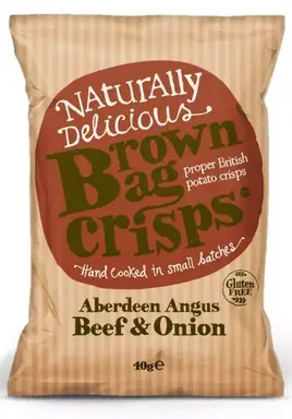 Brown Bag Crisps - Aberdeen Angus Beef and Onion - 20 x 40g