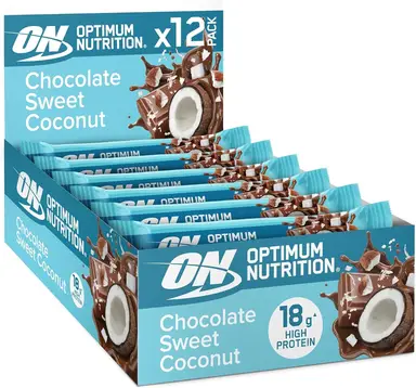 Optimum Nutrition Eiwitrepen chocolade & zoete kokos 720 g (12 repen)