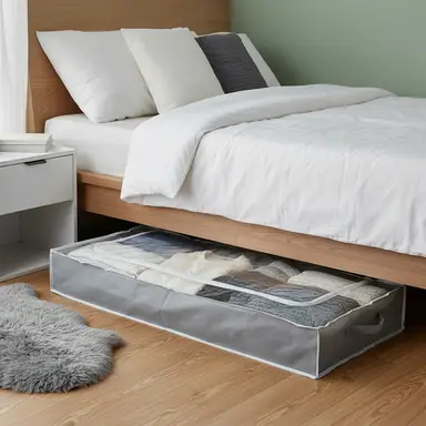 Essentials by Premier Grey With White Trim Underbed Window Storage Bag