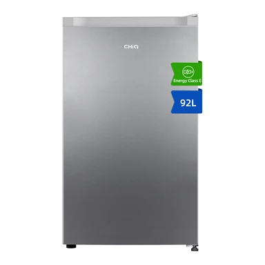 CHiQ 92 L compacte koelkast, 47 cm smalle breedte, koellade, 7 temperatuurstanden, energiezuinig, verstelbare glazen planken, zilver, omkeerbare deur, 12 jaar compressorgarantie JR92DSE [energielabel E]