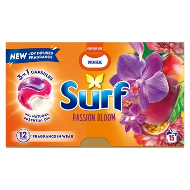 Surf 3in1 PODS, Washing Liquid Laundry Detergent Capsules, Passion Bloom, 15 Washes