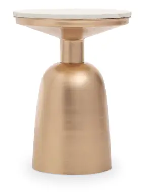 Interiors by Premier Side Table Amira Rose Gold Finish/White Marble Top