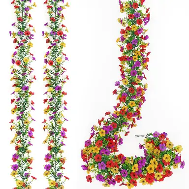 2Pcs 5.9ft/1.8m
Artificial Flowers Garland Ivy,Spring Summer Decor Fake Daisy Vines Floral Vine Silk Hanging Flower for Decor Home Garden Wedding Photo Booth Backdrop