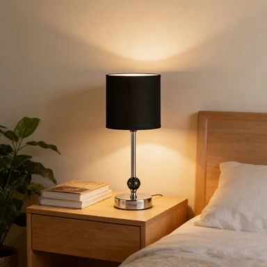 Maison by Premier Table Lamp Evaine Black/Chrome H:35cm