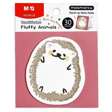 M&G Puffy Animal Sticky Notes, 30 Sheets, 3 x 2 Inch Cute Cartoon Memo Pads, Foldable Stand Self-Stick Notes for School Office Home, Hedgehog