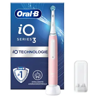 Oral-B iO 3N Elektrische Zahnbürste, Rosa, runde Bürste, weiche Mikrovibrationen, 3 Putzmodi, 1 Ladegerät, 1 Bürstenhalter, wiederaufladbar