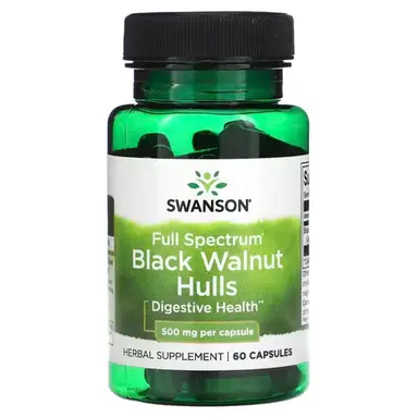 Swanson Full Spectrum Black Walnut Hulls Digestive Support 500mg Capsules - 60 Capsules