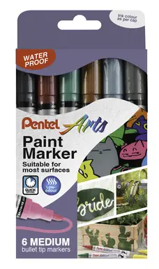 Pentel Medium Paint Marker Metallic Colours Pack of 6