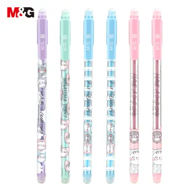 M&G So Many Cats Erasable Gel Pens, 6 Pack Black Ink Erasable Pens, Fine Point 0.5 mm, Cute Cat Design, Smooth Writing Gel Pens with Comfort Grip and Cap for School, Office, and Planner