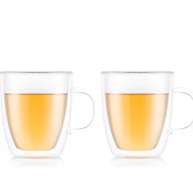 Bodum BISTRO Jumbo Mug Set of 2 - 450 ml Double-Walled Thermo Glasses with Handle