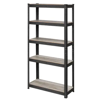 SONGMICSHOME  5-Tier Shelving Unit, Steel Shelving Unit for Storage, Load Capacity 650 kg, 30 x 75 x 150 cm, Greige