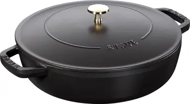 STAUB ronde gietijzeren stoofpot met deksel - 28 cm, zwart