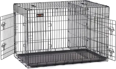 Feandrea Hundezelt, 42,1 Zoll, faltbar, mit 2 Türen, verstellbarer Trennwand und abnehmbarem Tablett, XL, Schwarz