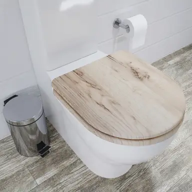 Croydex Flexi-Fix Wooden Toilet Seat Varese D Shape - Grey Oak