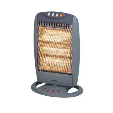 Warmlite 1200W 3 Bar Halogen Heater, 3 Heat Settings, Wide Angle Oscillation, Safety Tip Over Switch, Portable Design - Grey, WL42005