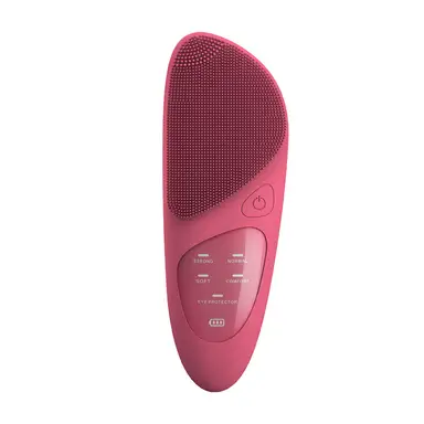 Sunluxy JMY-05 Facial Cleansing Brush, large screen displays battery power and mode, cleaning, massage, and hot compress all-in-one, constant temperature eye care, home beauty device, red