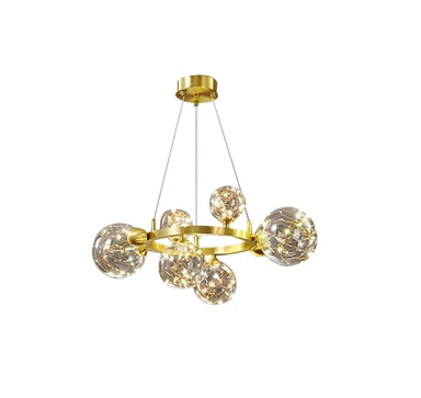 Homary Miglobe Gold 6-Light Glass Globe LED Chandelier with Adjustable Cable
