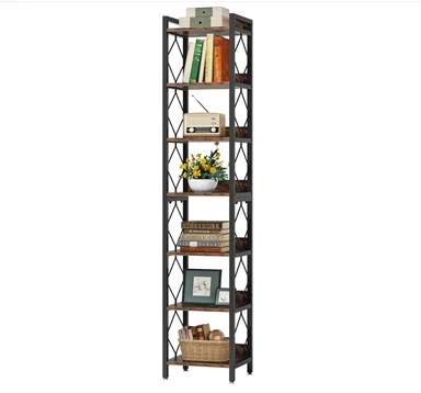 7-Tier Corner Shelf, 200cm  Narrow Bookshelf Corner Bookcase