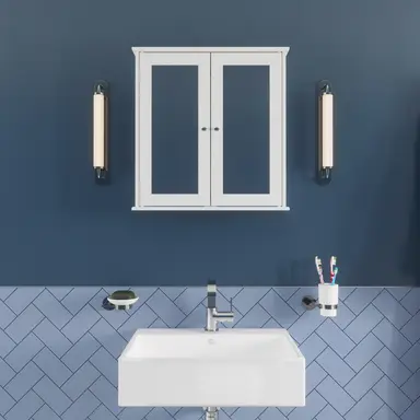 Croydex Bathroom Mirror Cabinet (58x56x13cm) - Ashby White