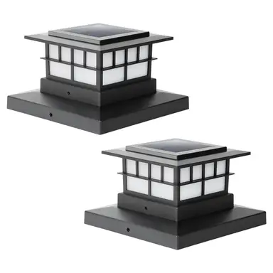 LUTEC 2-Piece Solar Pole Cover & Fence Light, IP65 Waterproof, 3000K Warm White LED for 4x4, 5x5, 6x6 Wooden/Vinyl Poles, Garden & Deck Decoration