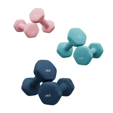 SONGMICSHOME Dumbbell Set with Stand, Hand Weights Set for Home, 1 kg/2 kg/3 kg, Vinyl Coated, Pink, Aqua, and Blue