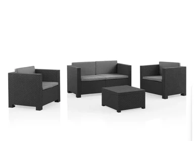 SP Berner Diva Comfort Graphite tuinset – premium 4-persoons loungeset – duurzame opbergoplossing van gerecycled kunststof, gemaakt in Spanje