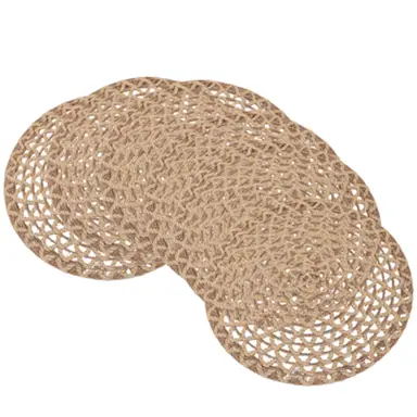 Lot de 6 Sets de Table Ronds Antidérapants 38cm en Jute Tressée Ondulée, Résistants à la Chaleur et à l’Humidité, Sous-Verres pour Table à Manger, Cuisine, Maison de Campagne, Décoration de Fête de Noël – Idéal pour la Maison, les Restaurants, les Hôtels, les Cadeaux – Design Bohème Chic, Tissage Haute Qualité, Vaisselle Fonctionnelle, Accessoire de Réception