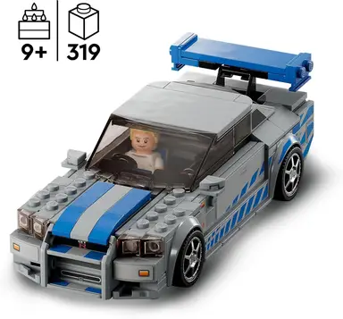 LEGO Speed Champions 76917 - 2 Fast 2 Furious Nissan Skyline GT-R (R34) (319 Pieces), Multicolor