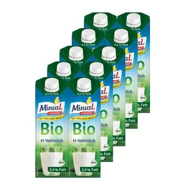 Minus L Bio H-Vollmilch 3,5 % Fett laktosefrei 10er-Pack (10 x 1 l)