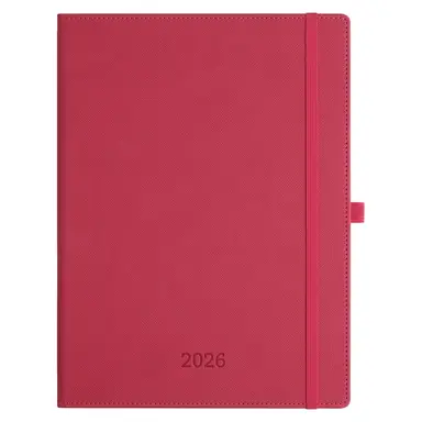 IN-LUXPRO Diary 2026 Planner A4 (29x21.7 cm) Week to View， 12 Months Weekly & Monthly Plan with Month Tabs & Pocket & Expenses/Note Pages 100GSM Paper PU Leather Hardcover Rose Red, New Year Sale , Top gift picks